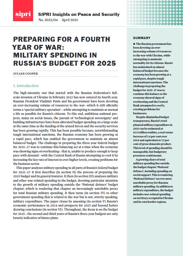The Russian government has been devoting an ever-increasing volume of resources to the war with Ukraine, while attempting to maintain normality for its citizens. Russia has maintained an almost balanced budget because the economy has been growing at a rapid pace, despite tough international sanctions. The challenge in preparing the budget for 2025–27 was to continue this balance as the economy showed signs of overheating and the Central Bank attempted to cool it, creating problems for businesses.