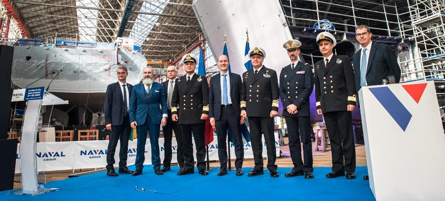 The first block of the first FDI HN frigate (Defense and Intervention Frigate) for the Hellenic Navy was laid down in dry dock at Naval Group’s shipyard in Lorient.