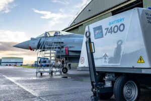 Royal Air Force Typhoons will be powered up by 40 new electric battery ground power units following a recent trial conducted with BAE Systems on a Typhoon Squadron. The units will replace diesel powered systems and reduce harmful emissions by more than 90% whilst cutting running costs by 80%.