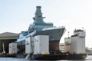 The first Type 26 City Class frigate, HMS Glasgow, has begun the float off process, which will see her enter the water for the first time.