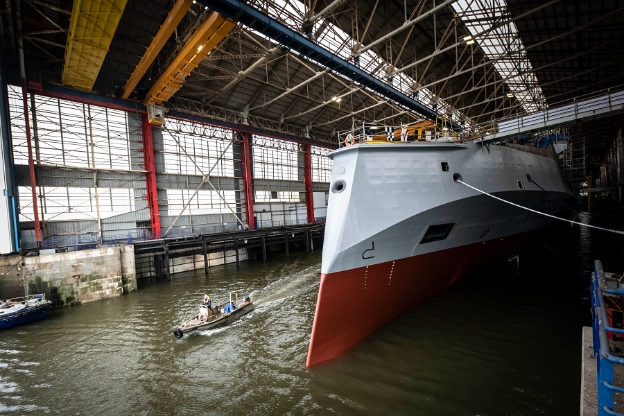 On Monday 7 November, the first defence and intervention frigate ordered by the French defence procurement agency (DGA) and destined to the French Navy was floated out in Lorient. Named Amiral Ronarc'h, this frigate will be delivered in 2024. 