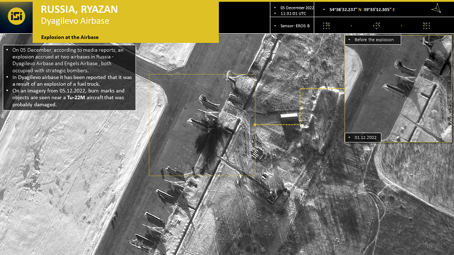 Images from an Israeli spy satellite show very limited damage in Russian air bases as a result of an armed drone attack probably used by Ukraine.