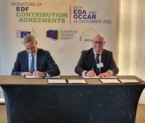 On 14 December 2022 during a brief ceremony in Brussels, the OCCAR-EA Director Matteo Bisceglia, and the Director-General ‘Defence Industry and Space’ of the European Commission Mr Pesonen, signed the Contribution Agreements for two EDF Projects that OCCAR-EA will be managing under indirect management mode. The two projects are the European Patrol Corvette (EPC) and the European Hypersonic Defence Interceptor (EU-HYDEF).