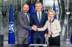 NATO Secretary General Jens Stoltenberg, the President of the European Council, Charles Michel, and the President of the European Commission, Ursula von der Leyen signed the third Joint Declaration on NATO-European Union cooperation.