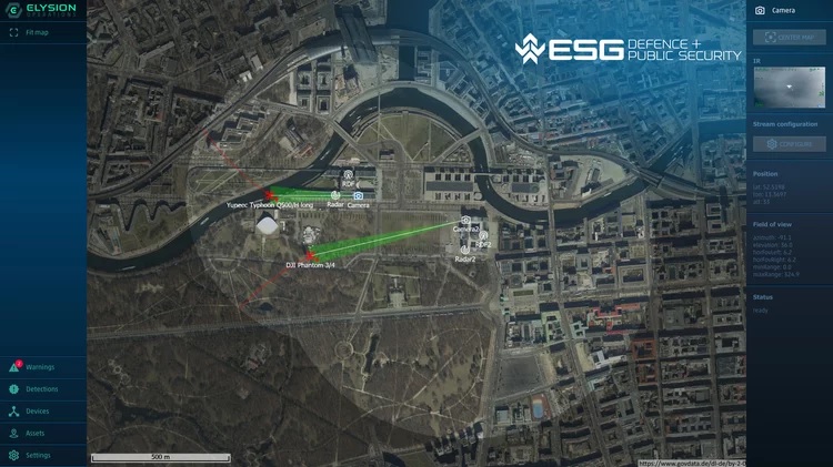 At the end of November 2022, the North Rhine-Westphalia (NRW) police announced its decision to procure ESG's ELYSION software. From now on police forces in NRW will use ESG's highly specialised Counter-UAS software for the best possible protection against drones. The decision to procure the software was preceded by intensive testing on behalf of the responsible State Office for Central Police Services – ELYSION was put through its paces for a good year, particularly in the context of its usability to secure major events. 