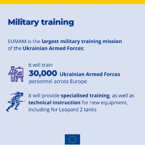 Ahead of the summit between the European Union and Ukraine, the Council of the European Union adopted assistance measures under the European Peace Facility (EPF) that provide further military assistance to the Armed Forces of Ukraine. These consist of a seventh package worth €500 million, and a new €45 million assistance measure supporting the training efforts of the European Union Military Assistance Mission in support of Ukraine (EUMAM Ukraine).
