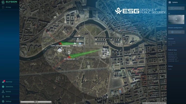 The successful integration of the AI-based software Walaris Airscout Verify for automated camera-based detection and verification of drones into ESG's core intelligence for drone defence ELYSION sets new standards.