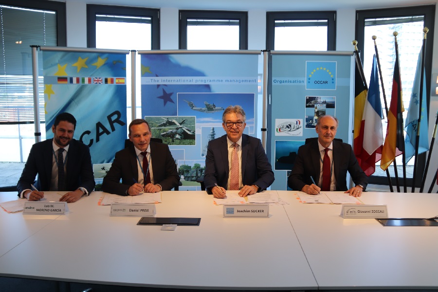On 24 March 2023, the OCCAR-EA Director Joachim Sucker and the representatives of Indra Sistemas, Elettronica Spa and Hensoldt Sensor signed the Linked Procurement Contract (LPC) for the Airborne Electronic Warfare project, named Responsive Electronic Attack for Cooperative Task (REACT).