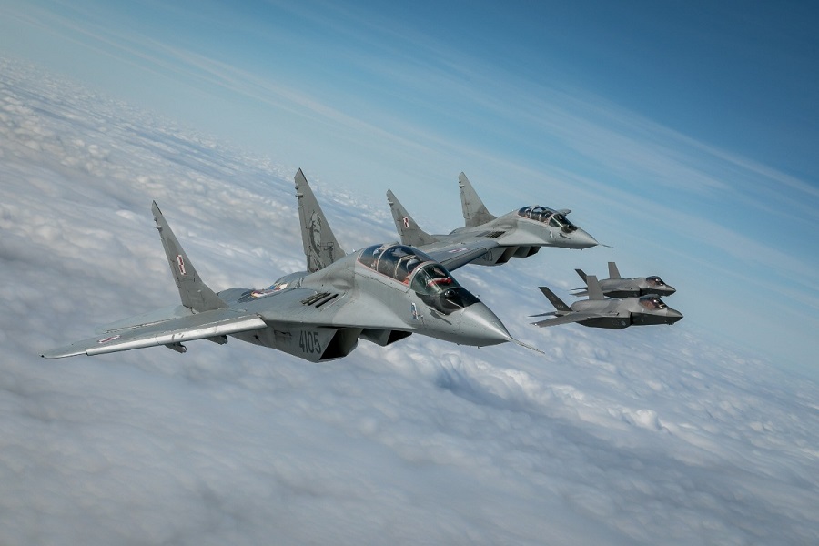 NATO fighter jets conducted combined air policing drills simulating aircraft intercepts and conducting approach, handover and escort procedures.