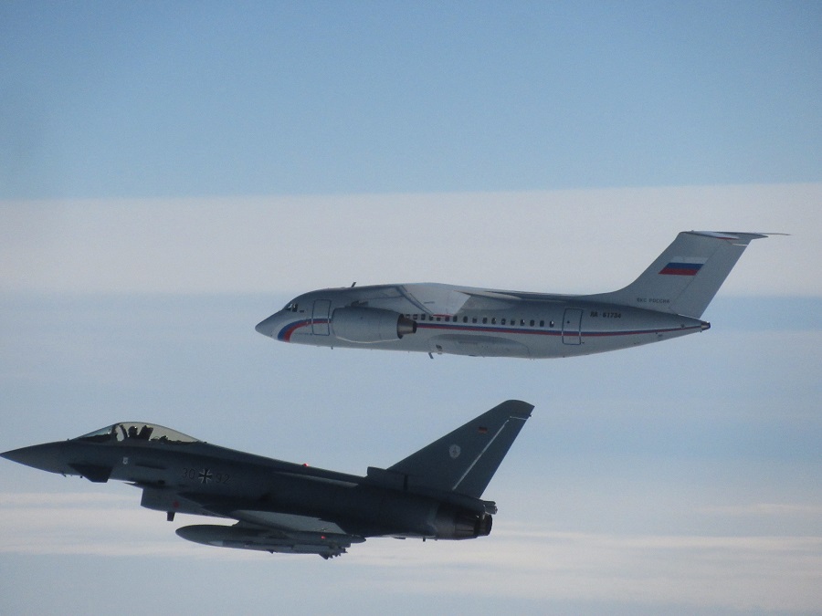 RAF and German Air Force Typhoons complete first joint NATO Air Policing interception 01