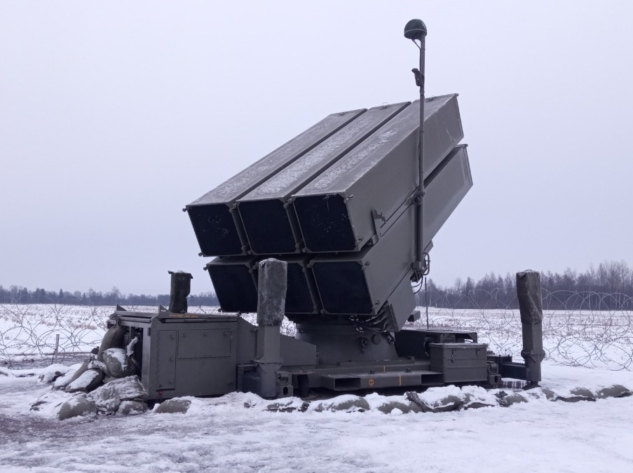The Spanish NASAMS air defence system deployed to Lielvarde Air Base, Latvia, is tied into NATO's Integrated Air and Missile Defence System via the Latvian Control and Reporting Centre supporting air surveillance and control of NATO airspace in the region.