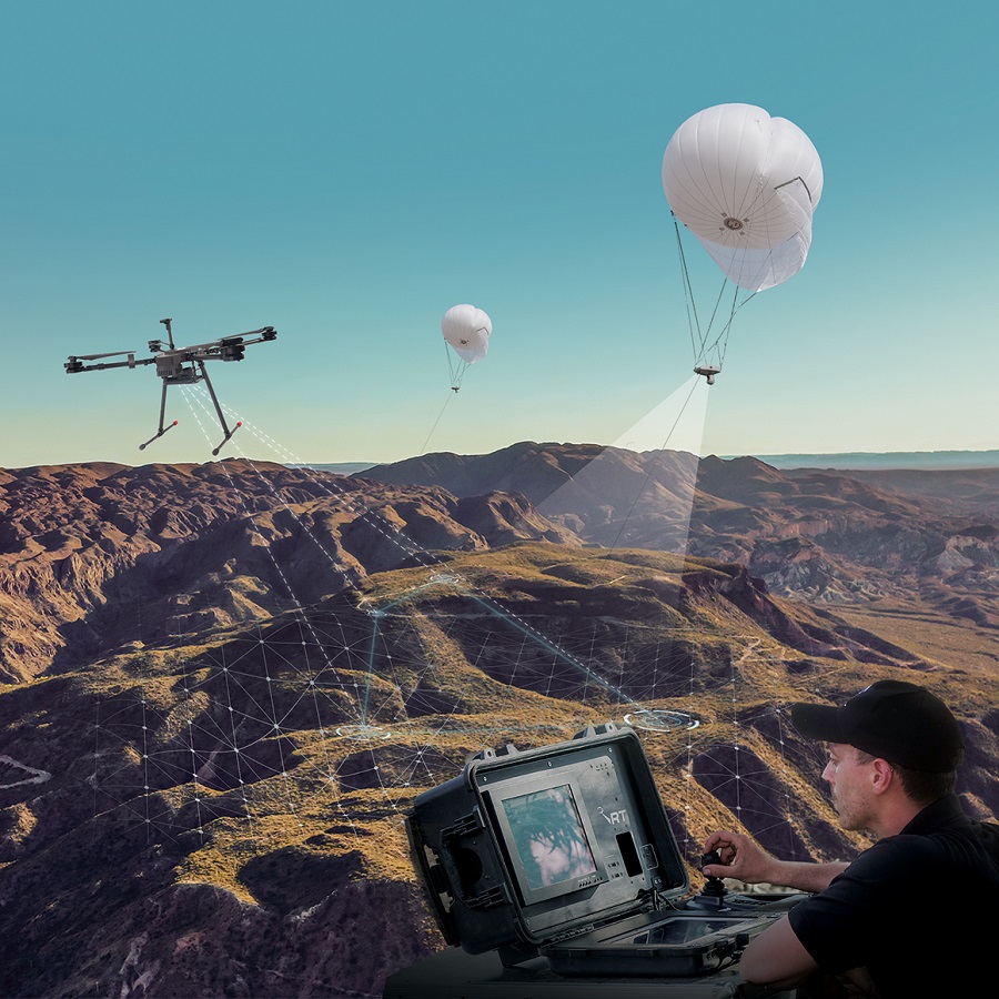 Israeli company RT Systems will launch, together with CopterPIX, the Sky-High DI system, a combined tactical aerostat and mini quad rotor drone. Providing a comprehensive detection solution, the investigating system combines the SkyStar 180/330 aerostat and the ERE-95 mini quadcopter.