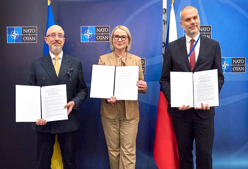 The Ministers of Defence of the Czech Republic, the Slovak Republic, and Ukraine have signed a Joint Declaration on Cooperation in the Procurement and Operation of CV90 Tracked Infantry Combat Vehicles (IFVs). The signing took place during the NATO Defence Ministers' Meeting in Brussels.