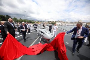 Leonardo unveiled the latest developments for its 200 kg class AWHero RUAS (Rotary Uncrewed Aerial System) during an official ceremony held at SEAFUTURE 2023 (La Spezia – Italy) on board Italian Navy’s Paolo Thaon di Revel PPA (Pattugliatore Polivalente d'Altura - Multipurpose Offshore Patrol Vessel). The unveiling was carried out in the presence of representatives from institutions and across industry.
