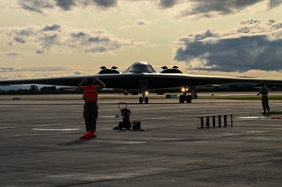 A B-2 Spirit bomber from Whiteman Air Force Base, Mo., conducted a historic hot-pit refueling at Orland Air Base, Norway, on Aug. 29, 2023. The occasion marked the first time that the B-2 has landed in Norway, signaling the shared commitment between the U.S. and Norway to deter threats and strengthen the NATO Alliance.