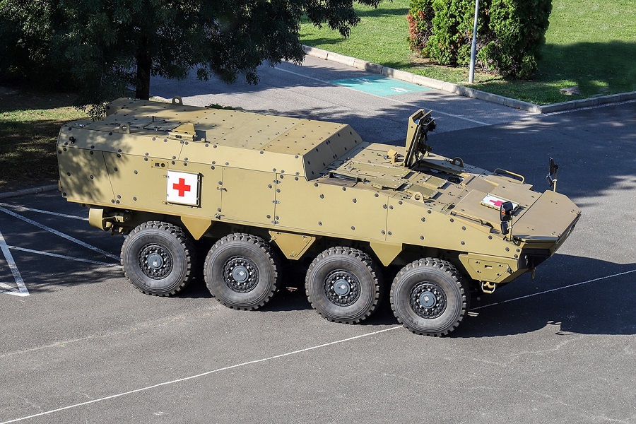 On September 26, the first of 76 Patria 8x8 Armoured Modular Vehicles (AMV) XP, which has been delivered to Slovakia to be finalised by SVK defence firms, was introduced at the First Slovak Armed Forces Patria 8x8 AMV XP Presentation Event.