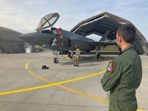 The first two Italian F-35A fighter jets arrived at Malbork Air Base on September 13, 2023. The jets - augmented by two other aircraft - will patrol the skies over the European eastern flank.