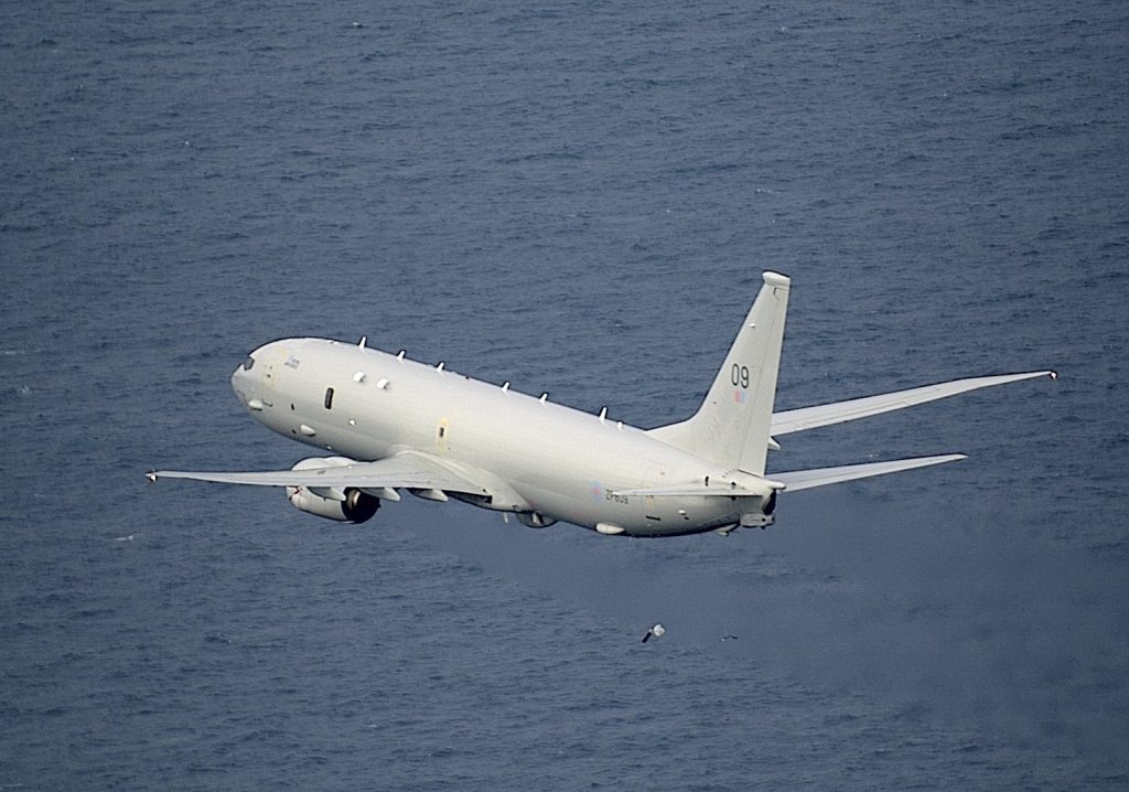 An Royal Air Force (RAF) Poseidon crewed by 120 Squadron has been conducting torpedo training in the Moray Firth.