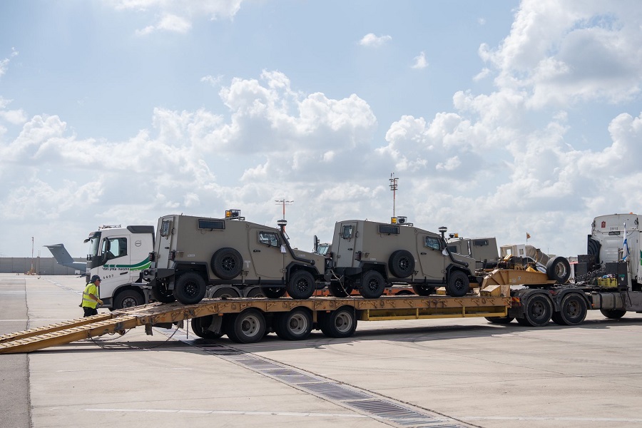 The Israel Ministry of Defence has recently received a cargo plane from the United States, carrying the initial shipment of armoured vehicles designated for use by the Israel Defence Forces (IDF). They are being transferred to the IDF to replace vehicles damaged during the war.