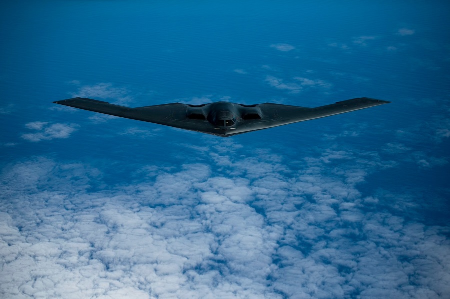 U.S. Air Force B-2 Spirits assigned to Whiteman Air Force Base, Missouri, conducted a flight from their home station to a training area over the North Sea, linking with United Kingdom F-35 Lightning II’s during a long-planned Bomber Task Force mission on December 13.