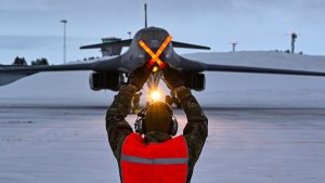 Two U.S. Air Force B-1B Lancers assigned to the 28th Bomb Wing, Ellsworth Air Force Base, South Dakota, arrived in Luleå-Kallax Air Base, Sweden, for Bomber Task Force 24-2, Feb. 23, 2024.
