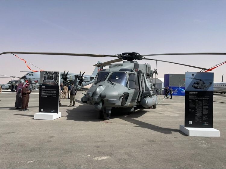 NHIndustries is showcasing its advanced NH90 helicopter in its naval version, the NFH, at the World Defence Show, taking place from February 4th to 8th in Riyadh. This premier aerospace and defence gathering in the Middle East highlights the NH90’s significant capabilities in maritime operations, underlining the aircraft's role in the Qatar Emiri Air Force (QEAF).