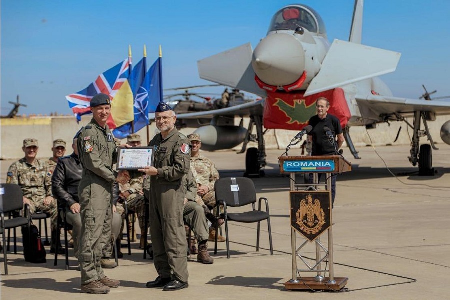 Six Royal Air Force Typhoons and a detachment of well over 200 support personnel were declared ready to fly NATO enhanced Air Policing missions out of the Romanian Air Base near Constanța.