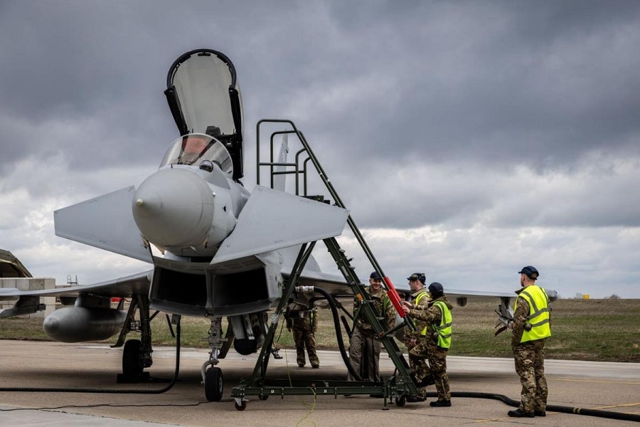 Six Royal Air Force (RAF) Eurofighter Typhoon aircraft landed at Romania’s Mihail Kogălniceanu Air Base on March 25, 2024 in support of NATO’s enhanced Air Policing (eAP) mission.