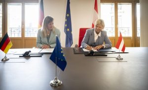 Austrian Minister of Defence Klaudia Tanner has signed the Memorandum of Understanding (MoU) for the European Sky Shield Initiative (ESSI). This collaborative effort aims to enhance air defence systems across Europe. The signing ceremony, held in Brussels, also saw the participation of Siemtje Möller, Germany's Parliamentary State Secretary.