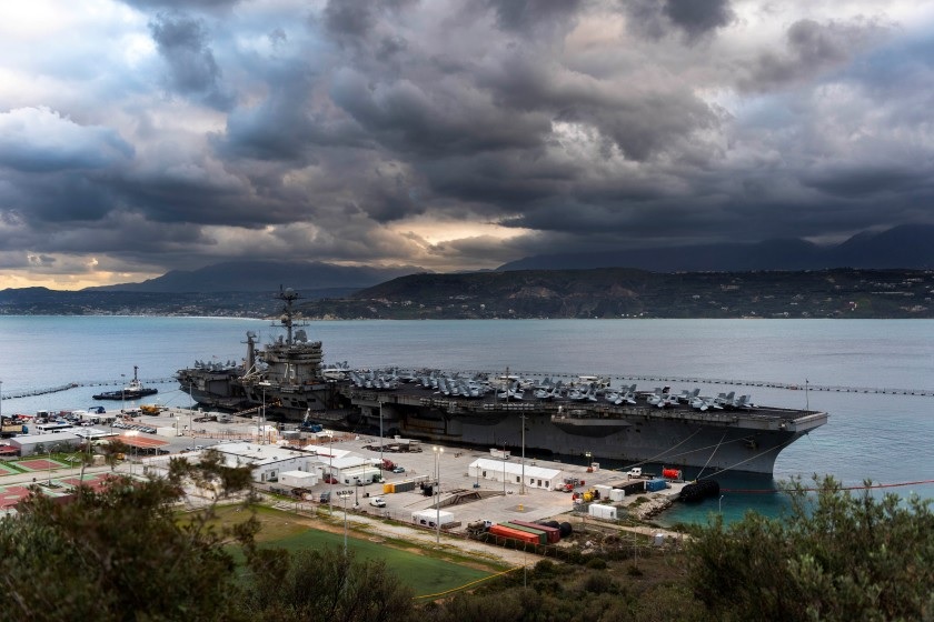 U.S. Navy’s aircraft carrier USS Harry S. Truman returns to sea after repairs in Greece