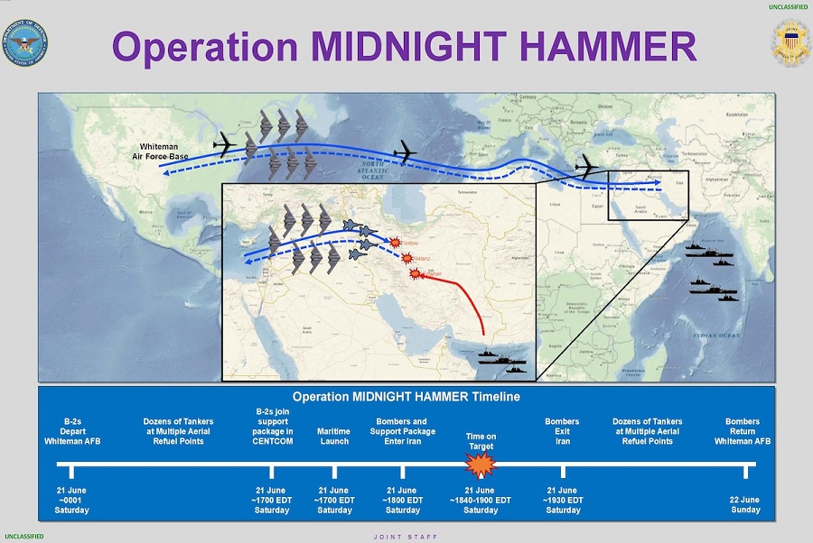 During a press conference at the Pentagon today, Defense Secretary Pete Hegseth and Air Force Gen. Dan Caine, chairman of the Joint Chiefs of Staff, lauded the success of the U.S. Central Command's overnight strike on three Iranian nuclear facilities.