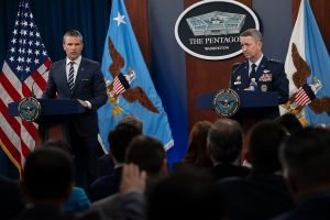 During a press conference at the Pentagon today, Defense Secretary Pete Hegseth and Air Force Gen. Dan Caine, chairman of the Joint Chiefs of Staff, lauded the success of the U.S. Central Command's overnight strike on three Iranian nuclear facilities.