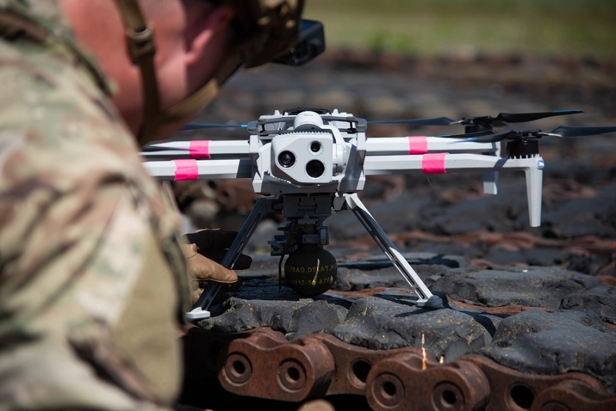 U.S. Army conducts first live M67 grenade drop from small drone in Grafenwoehr test