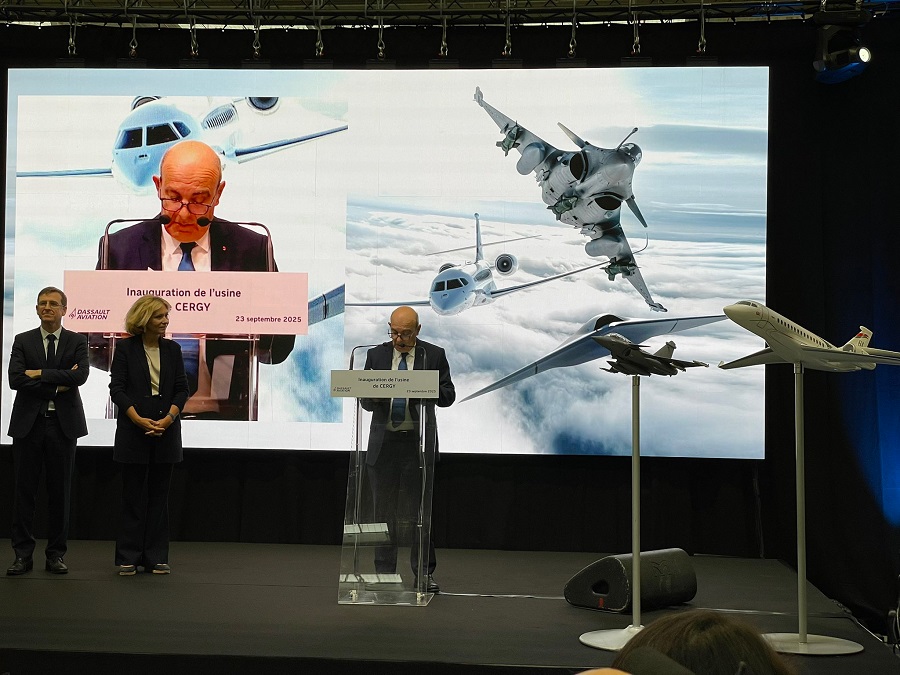 Dassault Aviation opens Cergy site for Falcon and Rafale production, replacing Argenteuil plant