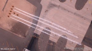 BlackSky demonstrated its Gen-3 satellite capabilities at the Dubai Airshow on 18 November by capturing a high-resolution image of a formation of L-15 jets during an aerial display. The company said its AI-powered analytics detected each aircraft in the scene, describing this as proof of “real-time, space-based intelligence: enabling faster insight, greater situational awareness and mission-ready analytics.”
