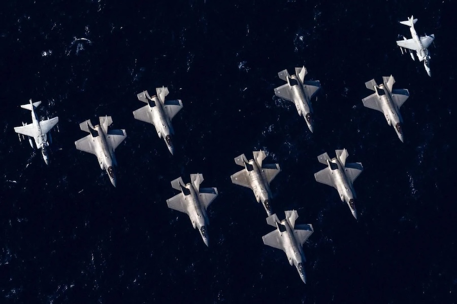 F-35 jets show interoperability as UK and Italian carriers host each other’s aircraft in Mediterranean exercise