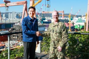 Admiral Daryl Caudle, Chief of Naval Operations of the United States, visited HD Hyundai Heavy Industries in Ulsan to review its shipbuilding capabilities and discuss cooperation under the MASGA initiative. The company confirmed that Adm. Caudle and Kevin Kim, Chargé d'Affaires of the U.S. Embassy in Korea, toured its facilities on 15 November.