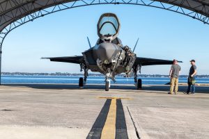 The first Royal Navy F-35 Lightning II aircraft arrived at Fleet Readiness Center Southeast on 3 December for Production Asset Inspection Requirement Tier II corrosion-mitigation inspections. The aircraft will undergo detailed structural inspections and corrosion repair to prevent further damage.
