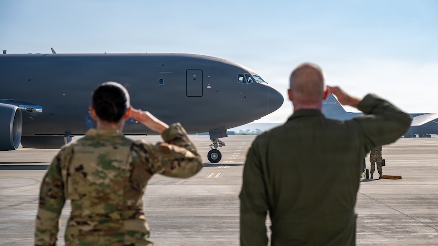 U.S. Air Force celebrates delivery of 99th and 100th KC-46A Pegasus aircraft at Travis AFB ceremony
