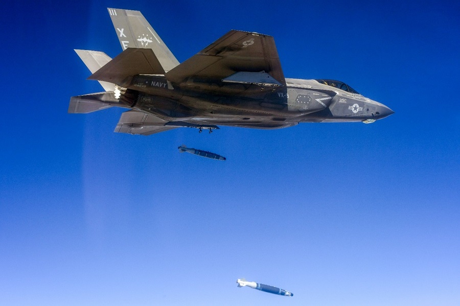 F-35 successfully conducts first dual external release of GBU-54 LJDAM precision bombs