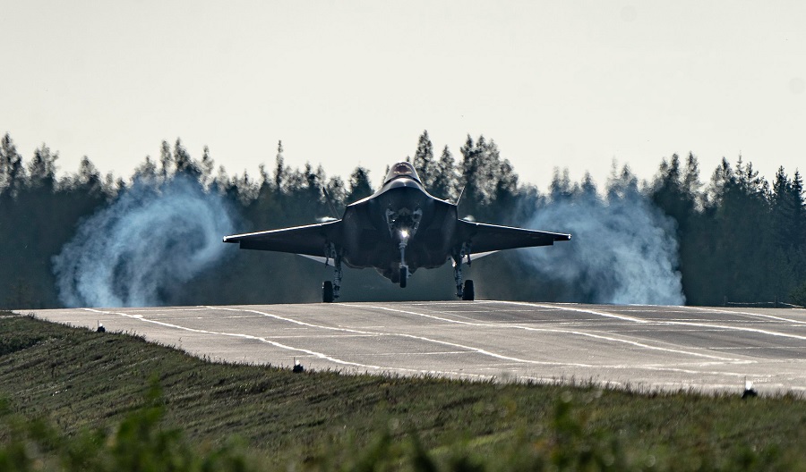 U.S. Air Force F-35 Lightning II makes historic first on highway in Finland