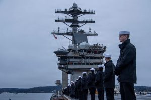 The Nimitz-class aircraft carrier USS Nimitz (CVN 68) departed Naval Base Kitsap in Bremerton, Washington, on March 7 for the last time in its 51-year service history. The departure marks a scheduled homeport shift to Naval Station Norfolk, Virginia.