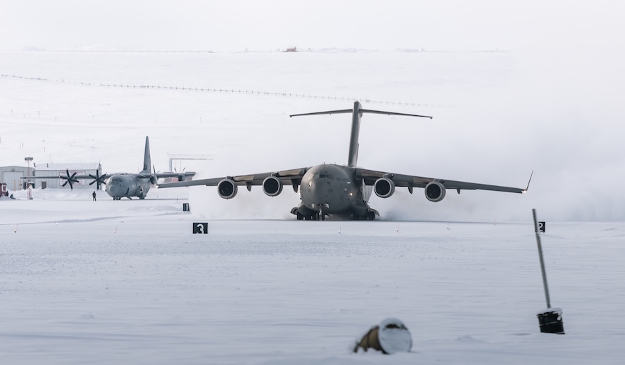 Royal Air Force C-17 Globemaster lands at world’s most northerly settlement in landmark Arctic resupply mission with Canada
