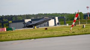 Poland receives first three Lockheed Martin F-35A stealth fighters at Łask Air Base after delivery from United States