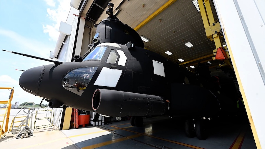 Boeing has released three images showing progress on the first CH-47F Chinook Block II heavy transport helicopter for the United Kingdom. The aircraft is being built at Boeing’s assembly line in Philadelphia.