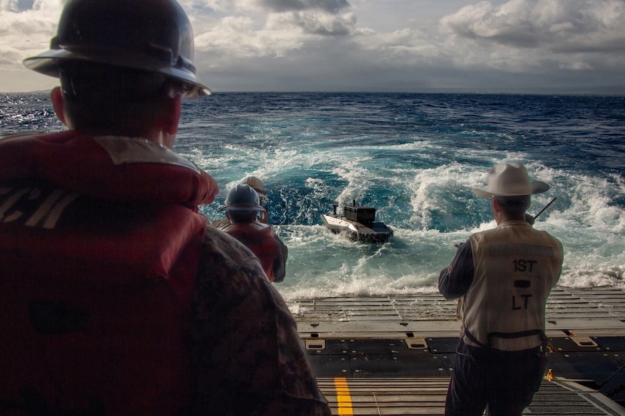 U.S. Navy tests digitally crewed vessel for at-sea resupply and 3D-printed drone transport aboard USS Essex during RIMPAC 2026