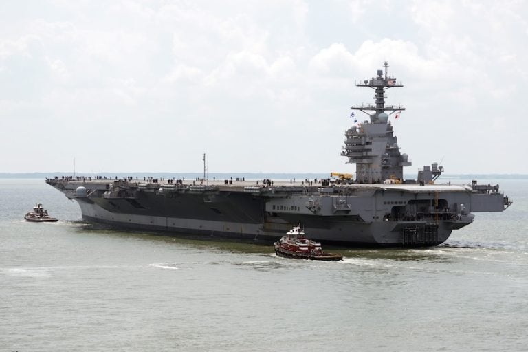 The future USS John F. Kennedy (CVN 79), the U.S. Navy's newest aircraft carrier, left the shipyard to begin Navy acceptance trials. It is the final major sea test before the carrier joins the U.S. fleet.