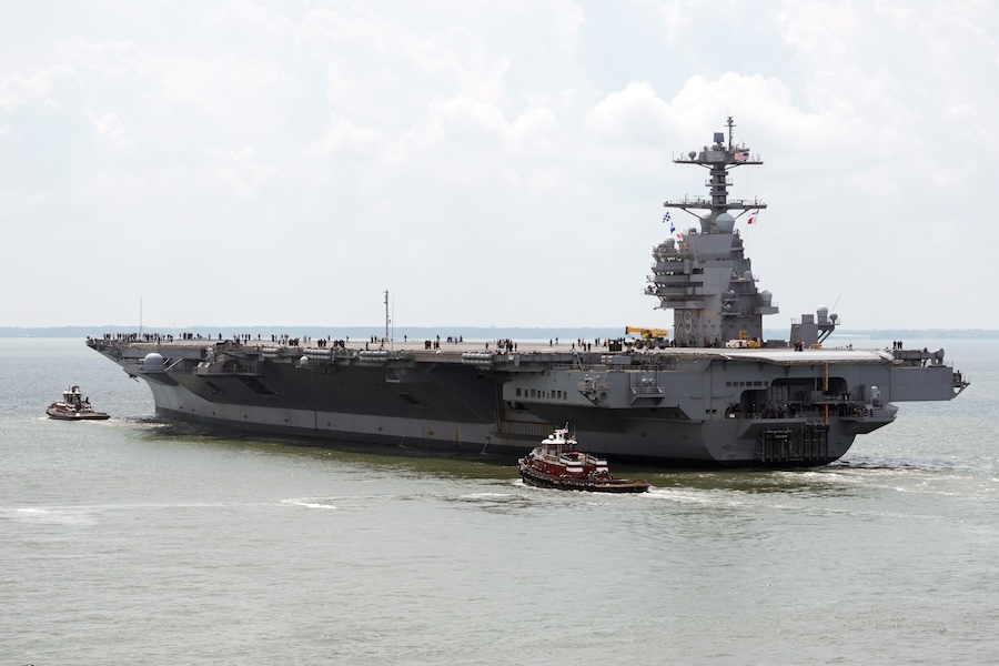 Aircraft carrier John F. Kennedy departs Newport News shipyard for U.S. Navy acceptance sea trials ahead of 2027 delivery