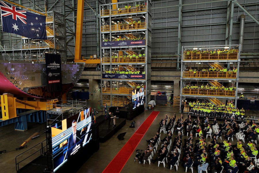 Australia lays keel for first Hunter-class frigate, with 20 of 22 blocks under construction and delivery planned for early 2030s
