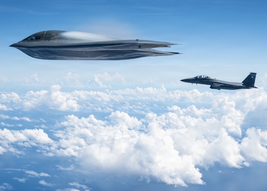 Stealth bomber sinks ship in Pacific: B-2 Spirit and F-15E Strike Eagle team up to demonstrate U.S. naval strike power near China